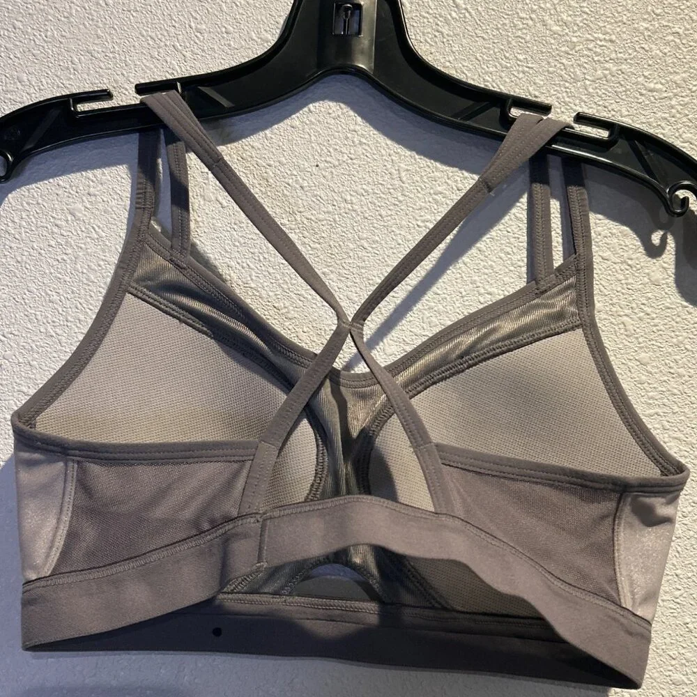 NIKE Dri-Fit Sports Bra Small Gray Padded Impact Racer Back - Picture 3 of 4